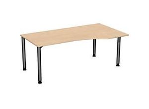 4038933003757 - Flex höhenverstellbarer Schreibtisch buche anthrazit Trapezform 4-Fuß-Gestell grau 1800 x 800  1000 cm