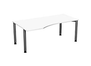 4038933477572 - Flex höhenverstellbarer Schreibtisch weiß anthrazit Trapezform 4-Fuß-Gestell grau 1800 x 800  1000 cm