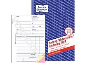 4004182017494 - AVERY Zweckform Kassenformulare Auftrag Lieferscheine  Rechnungen Auftrag Lieferschein Rechnung 1749 DIN A5 3x 40 Seite