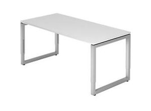 4032062154397 - HAMMERBACHER RS16 höhenverstellbarer Schreibtisch weiß rechteckig Kufen-Gestell silber 1600 x 800 cm