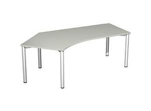 4038933409467 - 4 Fuß Flex Schreibtisch 135° links feste Höhe 2166x1130x720 Lichtgrau Silber