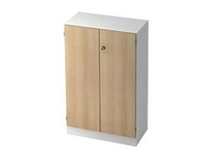 4032062165973 - HAMMERBACHER Aktenschrank Haziender V6550 W E SG weiß eiche 2 Fachböden 800 x 420 x 1270 cm