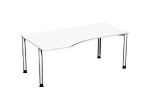 4038933482972 - Flex höhenverstellbarer Schreibtisch weiß silber Trapezform 4-Fuß-Gestell silber 1800 x 800  1000 cm