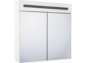 4251682244480 - Beliani - Bad Spiegelschrank Weiß Sperrholzplatte 2 türig 60 x 60 cm mit LED-Beleuchtung Fächern Wandeinbau Modern Trendy Badezimmer Möbel - Silber