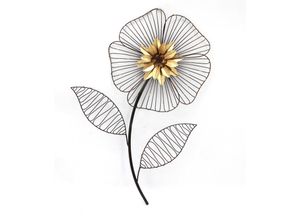 4046884044538 - Wanddekoobjekt HOFMANN LIVING AND MORE Wanddeko Blume Wanddekoobjekte Gr B H T 40 cm x 58 cm x 35 cm goldfarben (schwarz goldfarben) Wanddekoration Wanddekoobjekte aus Metall