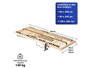 4260360013836 - Elektrischer Lattenrost Ergo mit 28 Latten Kopf- und Fußteil verstellbar Bausatz 90x200 cm - natur - Coemo