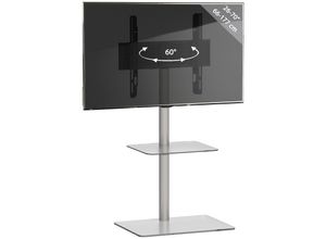 4051814345562 - Universal TV VESA Standfuß Ständer Fernseh Rack Alu Glas Ablage Alani Fachboden