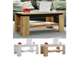 4051814424809 - Holz Beistelltisch Couchtisch Sofatisch Wohnzimmertisch Rolas (Farbe Honig-Eiche   Schwarz)