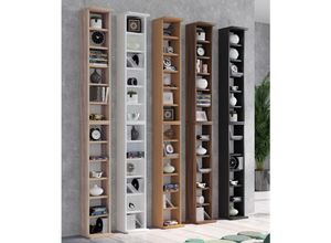 4012246240054 - Standregal Holzregal stehend platzsparender CD Schrank für 204 CDs oder 72 DVDs Maße H 180 x B 21 x T 20 cm Elegantes DVD Regal stehend Blu-Ray Regal CD Regal - Bigol Gr 21 weiß B21cm H180cm T20cm Holzwerkstoff Holz Spanplatte Regale