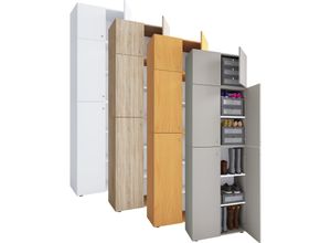 4051814413230 - Holz-Schuhschrank Maße H 223 x B 70 x T 39 cm Allzweckschrank 5 Fächer 4 Drehtüren Aufsatz mit 2 Türen– Lona