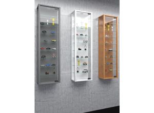 4051814345272 - Wandregal Glasvitrine hängend Vitrine Glas mit ESG-Sicherheitsglas Maße ca H 115 x B 33 x T 18 cm Hängevitrine Glas Modern und platzsparend Glas Vitrinenschrank - Stano Maxi Gr 33 silber B33cm H115cm T18cm Holzwerkstoff Holz Spanplatte Glas Regale