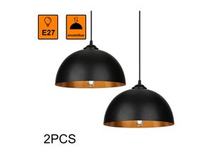 0962061974242 - Swanew - Pendelleuchte Lampenschirm 2er Set Pendellampe Industrielle Vintage Metall E27 Hängelampe 60W Hängeleuchte Deckenlampe ø 30cm - schwarz