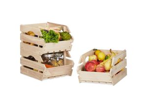 4052025213343 - Stapelkisten Holz 3er Set Stapelbox universal stabile Lagerkisten zum Stapeln HxBxT 20x275x38 cm natur - Relaxdays