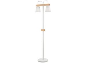 5907687433822 - Lamkur Lighting - Lamkur Enrico Mehrarmige Stehlampe mit Stoffschirm weiß 2x E27