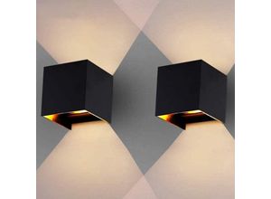 0726504036313 - Swanew - led Wandleuchte Wandleuchten IP65 Wohnzimmer Flurlampe Treppen Wandlampe Außen Deko 12W Schwarz Warmweiß 2 Stück - Schwarz