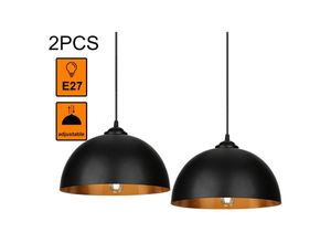 0726504547956 - Vingo - 2er Set Pendelleuchte Lampenschirm ø 30cm Pendellampe Industrielle Vintage Metall E27 Hängelampe 60W Hängeleuchte Deckenlampe - schwarz