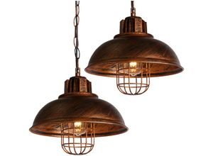 5704142141557 - Wottes - 2 × Hängelampe Innendekoration E27 Retro Industrie Kreative Metall Pendelleuchte Loft Bar Restaurant Ø33cm Bronze - Bronze