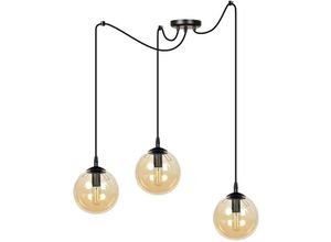 5901738900417 - Emibig Lighting - Emibig gigi Schwarze Glaskugel-Cluster-Pendel-Deckenleuchte mit bernsteinfarbenen Glasschirmen 3x E14