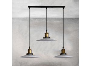 6091162338906 - Pendelleuchte 3 Flammig Hängelampe with Ø22cm Lampenschirm Edison Lampe für Loft Wohnzimmer Esszimmer (Weiß)