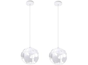 6407971259774 - Axhup - Deckenleuchte Kugel Deckenlampe im Ø20cm Globus Design Industrielle Kronleuchter mit Eisen Käfig für Wohnzimmer Schlafzimmer Flur Weiß 2PCS