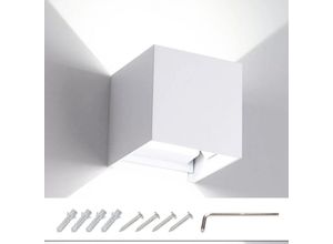 0962061999320 - Swanew - led Wandleuchte Keller Wandlampe Winkelverstellbar Treppen Außen IP65 Badlampe 12W Weiß Kaltweiß - Weiß