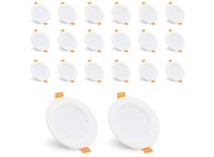 0726504001335 - Swanew - 20er led Einbaustrahler Deckeneinbauleuchte Set Einbauleuchte Deckenleuchte Einbauspot Deckenspot IP44 400LM Warmweiß 5W Strahler - Weiß