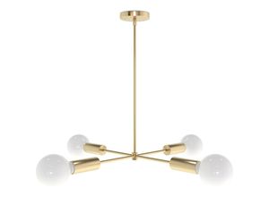 5056667069534 - Privatefloor - Deckenlampe in Gold - Design-Pendelleuchte - 4 Arme - Retan Gold - Messing - Gold