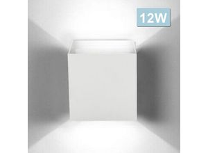 0726504019422 - Swanew - led Wandlampe Außen Wandleuchte Modern Wandleuchten Wasserdicht Treppen Eingangsflur Lampe Square Up down Light Deko 12W Weiß Kaltweiß