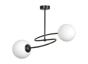 5901738899155 - Emibig Lighting - Emibig selbi Black Globe Multi Arm Halbbündige Deckenleuchte mit weißen Glasschirmen 2x E14