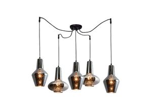 5213006847691 - Larissa Lighting - Milia Decken-Cluster-Pendelleuchte 5-flammig Glas Chrom