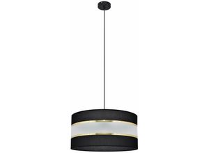 5902349229119 - Helam Lighting - Helam helen Zylindrische Pendel-Deckenleuchte Schwarz Gold 40cm