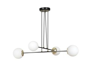 5901738895621 - Emibig Lighting - Emibig ognis Black Globe Multi Arm Pendel-Deckenleuchte mit weißen Glasschirmen 4x E27