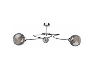 5056013666134 - Keter Lighting - 1889 Blom Multi Arm Semi Flush Deckenleuchte Silber 65cm 3x E27