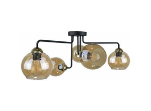 5056013663744 - Keter Lighting - 2012 Monde Multi Arm Halbbündige Deckenleuchte Gold 70cm 5x E27