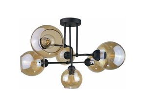 5056013663881 - 1986 Monde Multi Arm Halbbündige Deckenleuchte Schwarz 55cm 6x E27 - Keter Lighting