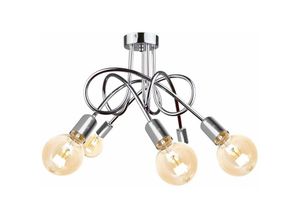 5056013665281 - Keter Lighting - 1928 Rumba Multi Arm Halbbündige Deckenleuchte Silber 50cm 5x E27