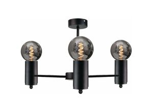 5056013664932 - Keter Lighting - 1707 Arde Multi Arm Semi Flush Deckenleuchte Schwarz 60cm 3x E27