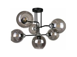 5056013663836 - 1252 Cosmo Multi Arm Semi Flush Deckenleuchte Schwarz Silber 55cm 6x E27 - Keter Lighting