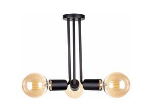 5056013669135 - Keter Lighting - 1176 Venna Multi Arm Halbbündige Deckenleuchte Schwarz 25cm 3x E27