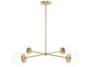 5056667069503 - Privatefloor - Deckenlampe in Gold - Design-Pendelleuchte - 4 Arme - Luba Gold - Glas Messing - Gold