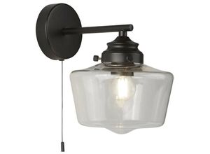 5053423138145 - Searchlight Lighting - Searchlight School House 1 Light Wandleuchte Schwarz Opalglas IP44