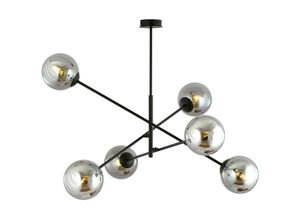 5901738923546 - Emibig Lighting - Emibig linear Schwarze mehrarmige Pendel-Deckenleuchte mit Graphitglasschirmen 6x E14