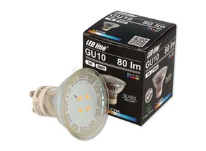 4251810806191 - 10x LED Line GU10 1W LED Leuchtmittel 120° SMD 6500K Kaltweiß 80 Lumen Spot Strahler Glass Einbauleuchte Energiesparlampe Glühlampe