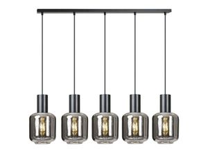 5901738916364 - Emibig Lighting - Emibig ingvar Black Bar Pendel-Deckenleuchte mit Graphitglasschirmen 5x E14