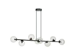 5901738900141 - Emibig Lighting - Emibig rossi Schwarze Kugel-Pendel-Deckenleuchte mit klaren Glasschirmen 8x E14