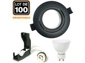 9506855355889 - Europalamp - 100 Schwenkbare EinbauEinbaustrahlers Mattschwarz GU10 led 5W eqv 40W Warmweiß 3000K