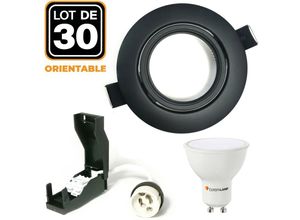 9507286654534 - Europalamp - 30 Schwenkbare Einbaustrahler Mattschwarz GU10 led 7W eqv 56W Neutralweiß 4500K