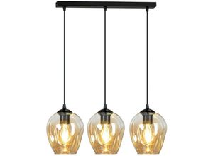 5901738901063 - Emibig Lighting - Emibig istar Schwarze Balken-Pendel-Deckenleuchte mit bernsteinfarbenen Glasschirmen 3x E27