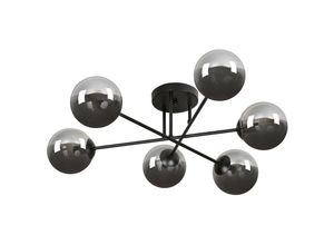 5901738900912 - Emibig Lighting - Emibig brendi Black Globe Multi Arm Semi Flush Deckenleuchte mit Graphitglasschirmen 6x E14