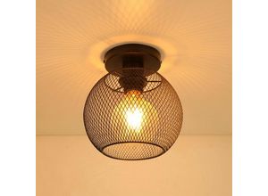 9070715871616 - Esip - Vintage Deckenlampe Industrial Design Retro Iron Cage E27 Sockel Deckenleuchte Rustikal Stil Käfig Kronleuchter Lampenschirm aus Schwarzem